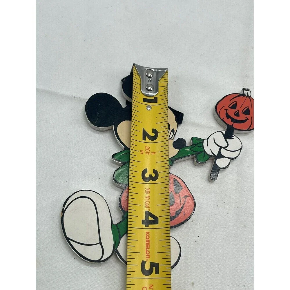Vintage Walt Disney Co HALLOWEEN 2 MICKEY MOUSE 6” Wooden Ornament 1987 RARE